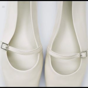 Zara White leather ballet flats.
